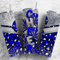 Cheerleader pom poms 20oz Sublimation Tumbler Designs, Blue and grey 9.2 x 8.3” Straight Skinny Tumbler Wrap PNG