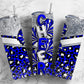 Cheerleader pom poms 20oz Sublimation Tumbler Designs, Blue and white 9.2 x 8.3” Straight Skinny Tumbler Wrap PNG