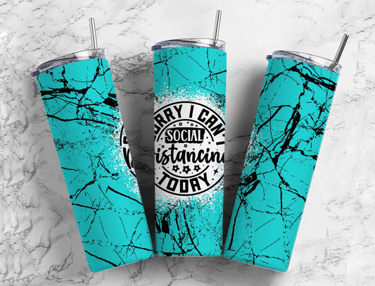 Social Distance 20oz Sublimation Tumbler Designs, blue cracks 9.2 x 8.3”  Tumbler Png, Digital Download