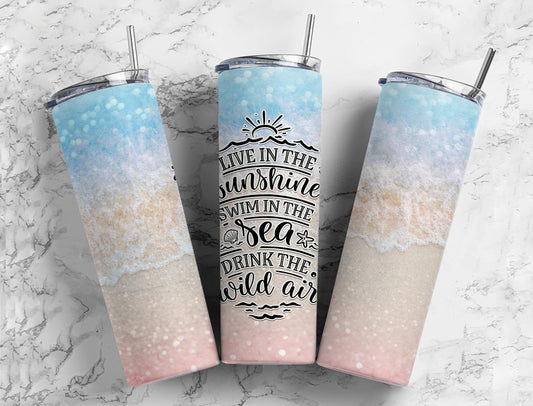 Swim in the Sea 20oz Sublimation Tumbler Designs, Sunshine 9.2 x 8.3”  Tumbler Png, Digital Download