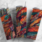 colorful feathers 20oz Sublimation Tumbler Designs, rainbow pattern 9.2 x 8.3” Straight Skinny Tumbler Wrap PNG