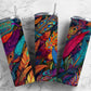 rainbow feathers 20oz Sublimation Tumbler Designs, colorful pattern 9.2 x 8.3” Straight Skinny Tumbler Wrap PNG