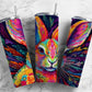 Rainbow rabbit 20oz Sublimation Tumbler Designs, floral colorful 9.2 x 8.3” Straight Skinny Tumbler Wrap PNG