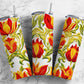 Retro embroidery 20oz Sublimation Tumbler Designs, orange floral 9.2 x 8.3” Straight Skinny Tumbler Wrap PNG