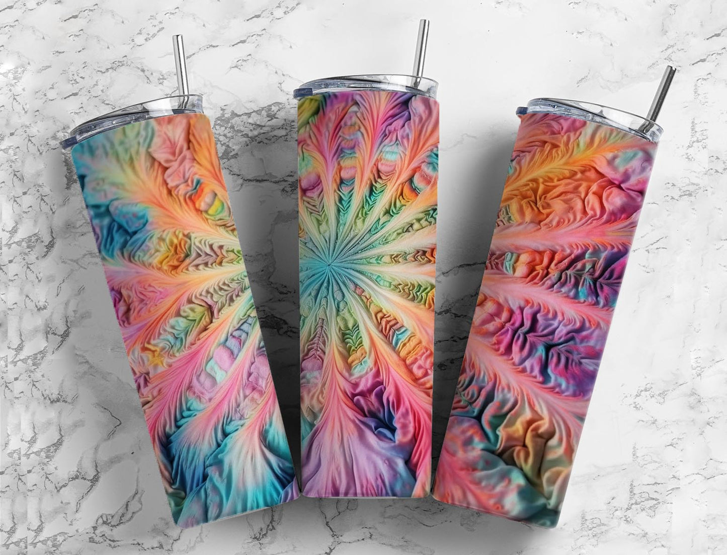 Rainbow pastel 20oz Sublimation Tumbler Designs, colorful spiral 9.2 x 8.3” Straight Skinny Tumbler Wrap PNG