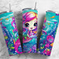 Cartoon mermaid 20oz Sublimation Tumbler Designs, Colorful ocean 9.2 x 8.3” Straight Skinny Tumbler Wrap PNG