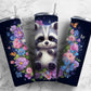 Cartoon raccoon 20oz Sublimation Tumbler Designs, Butterfly floral 9.2 x 8.3” Straight Skinny Tumbler Wrap PNG