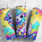 Rainbow sheep 20oz Sublimation Tumbler Designs, Colorful clouds 9.2 x 8.3” Straight Skinny Tumbler Wrap PNG