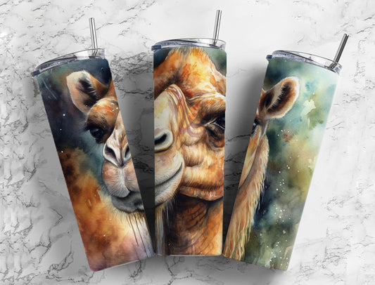 Realistic camel 20oz Sublimation Tumbler Designs, paint splatter 9.2 x 8.3” Straight Skinny Tumbler Wrap PNG