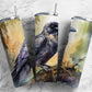 Crow bird 20oz Sublimation Tumbler Designs, forest landscape 9.2 x 8.3” Straight Skinny Tumbler Wrap PNG