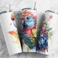 rainbow parrot macaw 20oz Sublimation Tumbler Designs, paint splatter 9.2 x 8.3” Straight Skinny Tumbler Wrap PNG