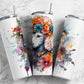 Poodle dog 20oz Sublimation Tumbler Designs, flower crown 9.2 x 8.3” Straight Skinny Tumbler Wrap PNG