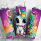 Cartoon unicorn 20oz Sublimation Tumbler Designs, big eye horse 9.2 x 8.3” Straight Skinny Tumbler Wrap PNG