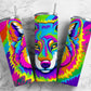 Rainbow wolf 20oz Sublimation Tumbler Designs, colorful bright neon 9.2 x 8.3” Straight Skinny Tumbler Wrap PNG