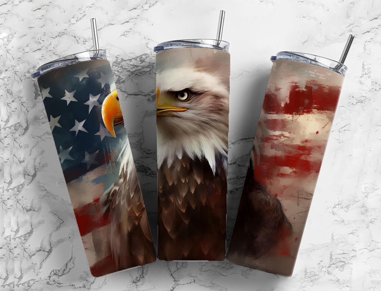 American flag 20oz Sublimation Tumbler Designs, bald eagle 9.2 x 8.3” Straight Skinny Tumbler Wrap PNG