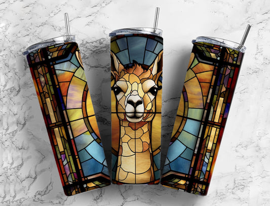 Stained glass 20oz Sublimation Tumbler Designs, alpaca llama 9.2 x 8.3” Straight Skinny Tumbler Wrap PNG