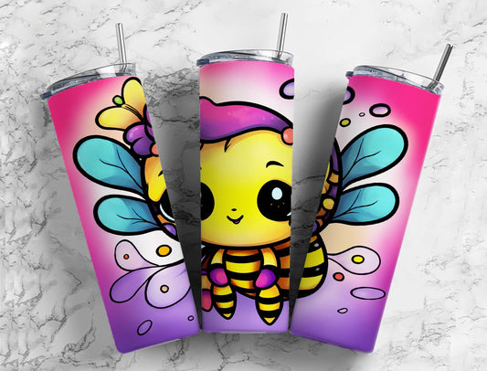 Cartoon bee 20oz Sublimation Tumbler Designs, cute bumblebee 9.2 x 8.3” Straight Skinny Tumbler Wrap PNG