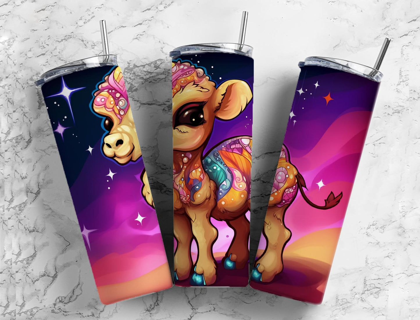 Baby camel 20oz Sublimation Tumbler Designs, Night sky 9.2 x 8.3” Straight Skinny Tumbler Wrap PNG