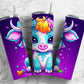 Colorful cow 20oz Sublimation Tumbler Designs, cartoon cow 9.2 x 8.3” Straight Skinny Tumbler Wrap PNG