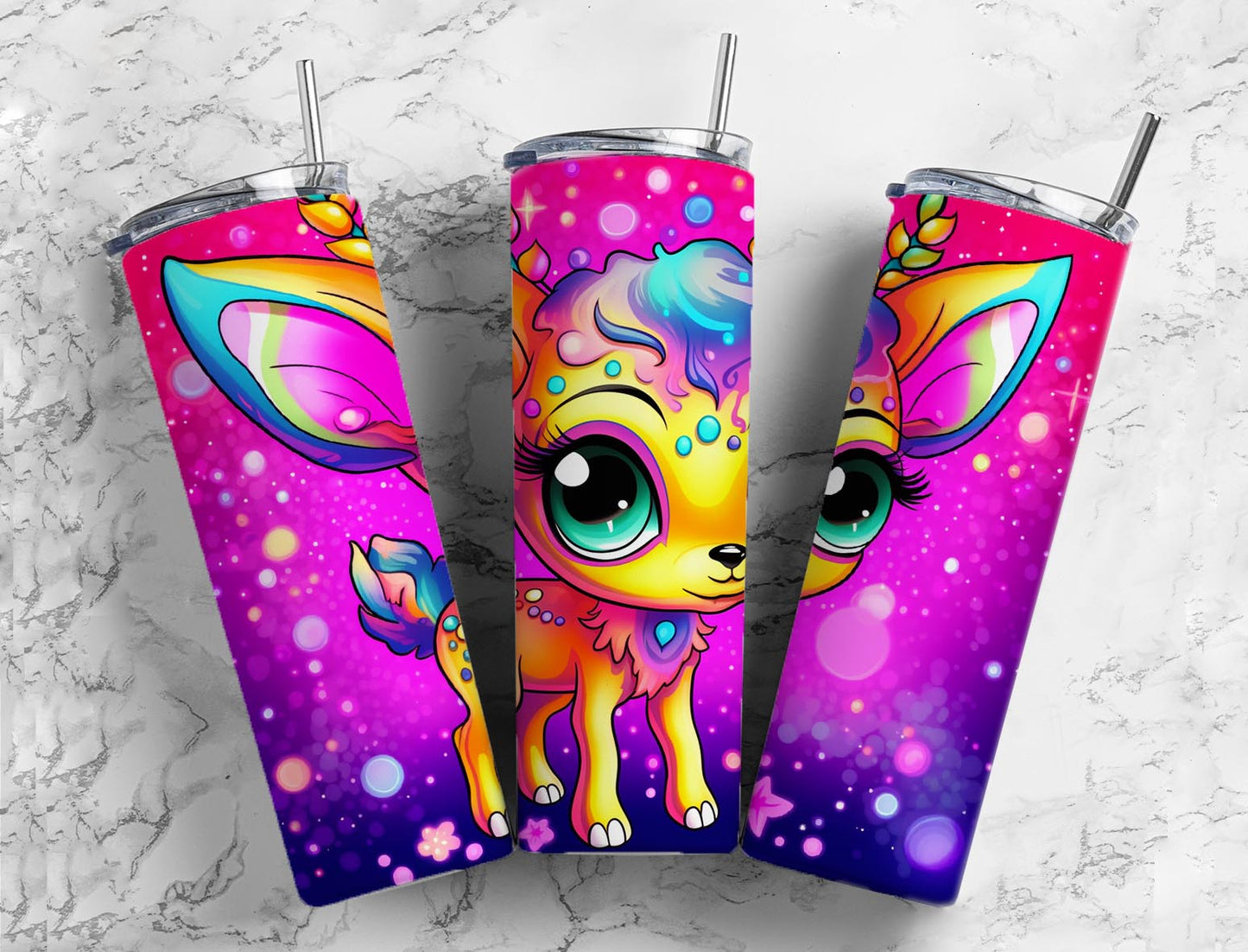 baby deer 20oz Sublimation Tumbler Designs, night sky 9.2 x 8.3” Straight Skinny Tumbler Wrap PNG