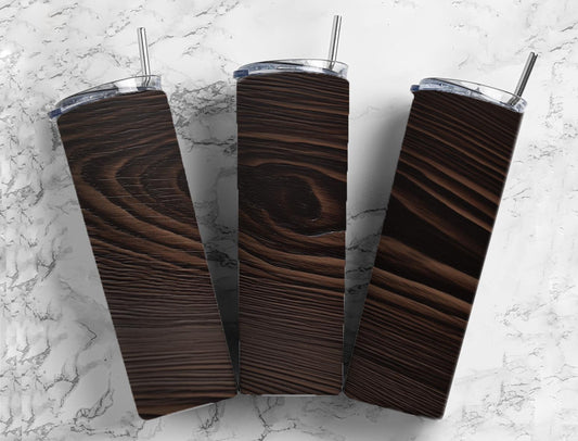 Dark timber 20oz Sublimation Tumbler Designs, Wood grain 9.2 x 8.3” Straight Skinny Tumbler Wrap PNG