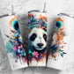 Colorful panda 20oz Sublimation Tumbler Designs, floral 9.2 x 8.3” Straight Skinny Tumbler Wrap PNG