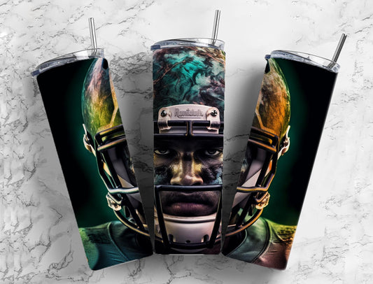 Sports player 20oz Sublimation Tumbler Designs, neon helmet 9.2 x 8.3” Straight Skinny Tumbler Wrap PNG