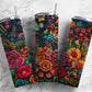 Embroidery butterfly garden 20oz Sublimation Tumbler Designs, floral colorful 9.2 x 8.3” Straight Skinny Tumbler Wrap PNG