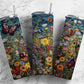 Embroidery butterfly garden 20oz Sublimation Tumbler Designs, colorful floral 9.2 x 8.3” Straight Skinny Tumbler Wrap PNG