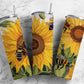 Embroidery bumblebees 20oz Sublimation Tumbler Designs, sunflower floral 9.2 x 8.3” Straight Skinny Tumbler Wrap PNG