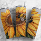 Embroidery bumble bee 20oz Sublimation Tumbler Designs, sunflower floral 9.2 x 8.3” Straight Skinny Tumbler Wrap PNG