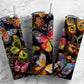 Embroidery butterfly 20oz Sublimation Tumbler Designs, colorful rainbow 9.2 x 8.3” Straight Skinny Tumbler Wrap PNG