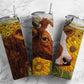 Embroidery cow fly 20oz Sublimation Tumbler Designs, sunflower field 9.2 x 8.3” Straight Skinny Tumbler Wrap PNG