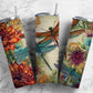 Embroidery dragon fly 20oz Sublimation Tumbler Designs, floral patterned 9.2 x 8.3” Straight Skinny Tumbler Wrap PNG