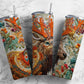 Embroidery deer 20oz Sublimation Tumbler Designs, floral patterned 9.2 x 8.3” Straight Skinny Tumbler Wrap PNG