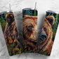 Embroidery bear 20oz Sublimation Tumbler Designs, forest landscape 9.2 x 8.3” Straight Skinny Tumbler Wrap PNG