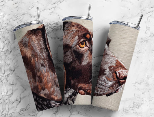 Embroidery Dog 20oz Sublimation Tumbler Designs, floral Dog  9.2 x 8.3” Straight Skinny Tumbler Wrap PNG