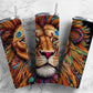 Colorful Embroidery lion 20oz Sublimation Tumbler Designs, embroidery rainbow 9.2 x 8.3” Straight Skinny Tumbler Wrap PNG