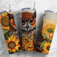 Embroidery brown owl 20oz Sublimation Tumbler Designs, sunflower fields 9.2 x 8.3” Straight Skinny Tumbler Wrap PNG