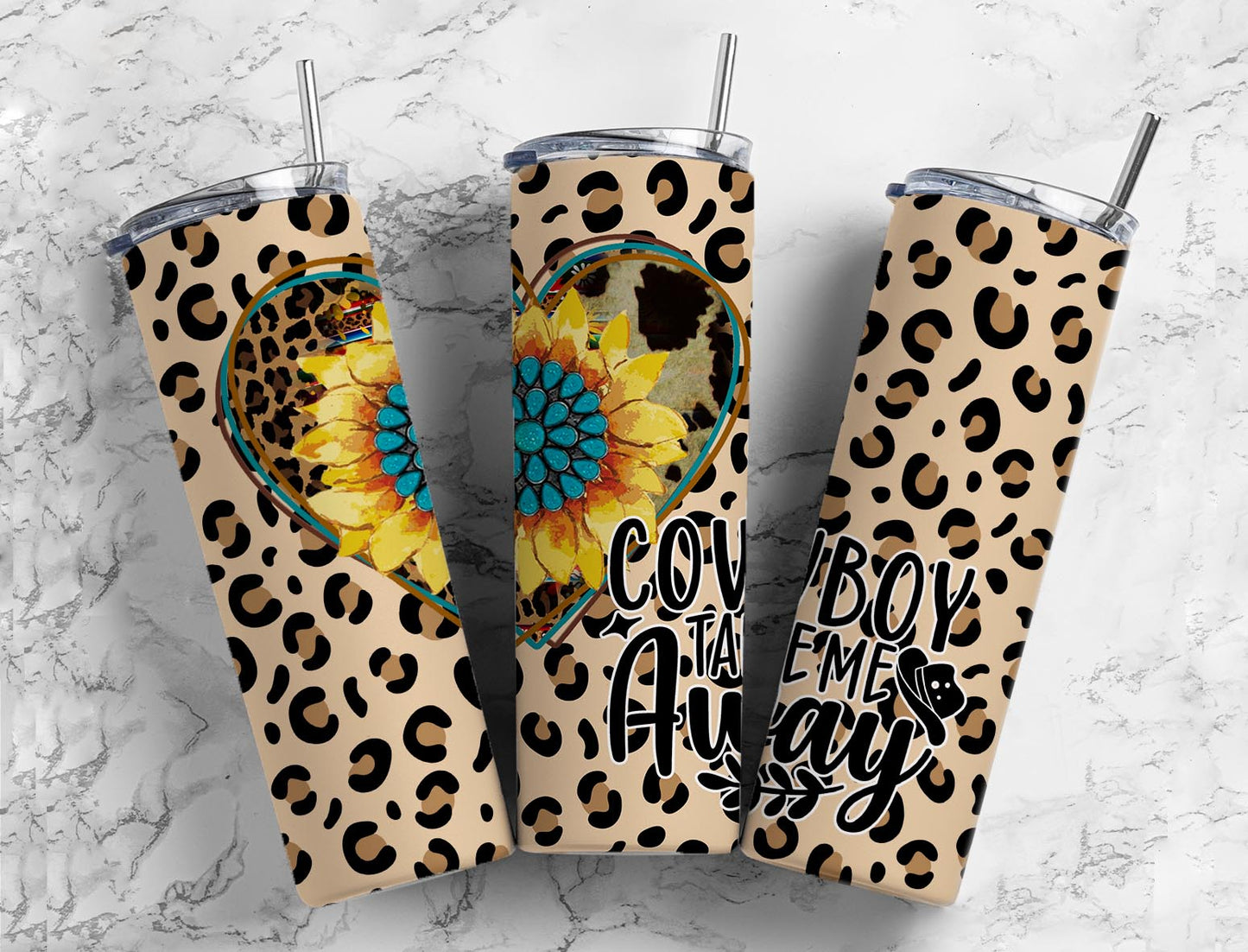 Cowboy Take me Home 20oz Sublimation Tumbler Designs, Leopard Heart 9.2 x 8.3”  Tumbler Png, Digital Download