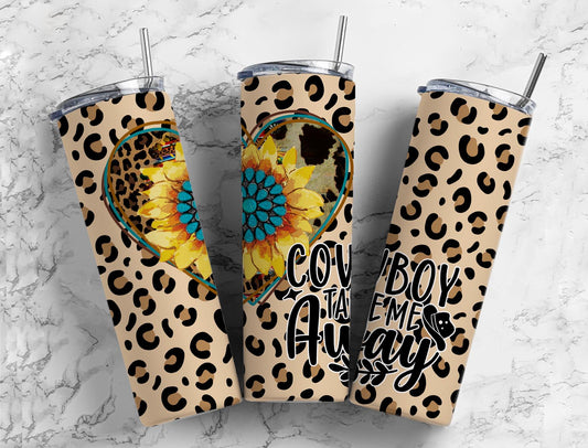 Cowboy Take me Home 20oz Sublimation Tumbler Designs, Leopard Heart 9.2 x 8.3”  Tumbler Png, Digital Download