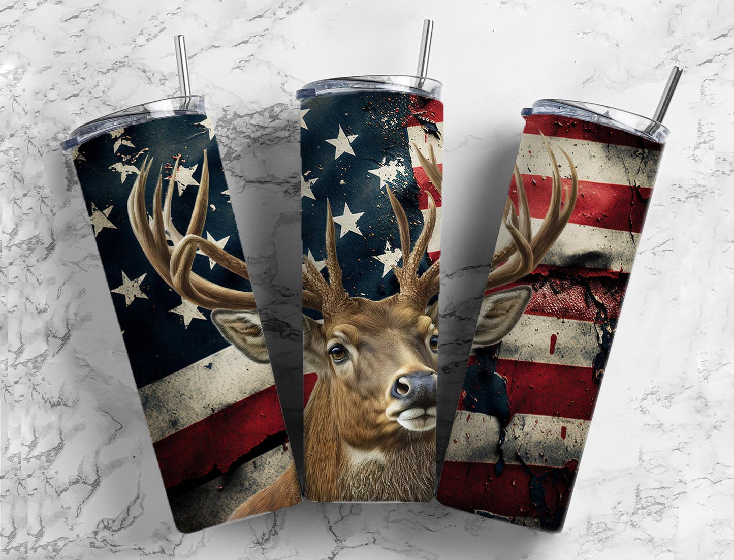 American Deer 20oz Sublimation Tumbler Designs, American Flag 9.2 x 8.3”  Tumbler Png, Digital Download