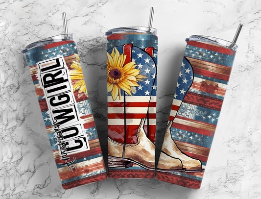 American Cowgirl 20oz Sublimation Tumbler Designs, Boots Sunflower 9.2 x 8.3”  Tumbler Png, Digital Download