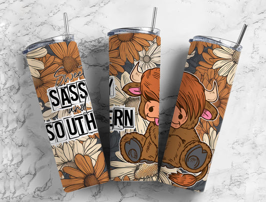 Baby Highland Cow 20oz Sublimation Tumbler Designs, Sweet Sassy and Southern 9.2 x 8.3”  Tumbler Png, Digital Download