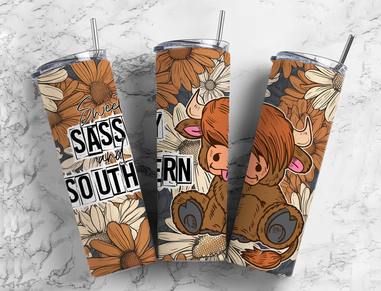 Baby Highland Cow 20oz Sublimation Tumbler Designs, Sweet Sassy and Southern 9.2 x 8.3”  Tumbler Png, Digital Download (1)