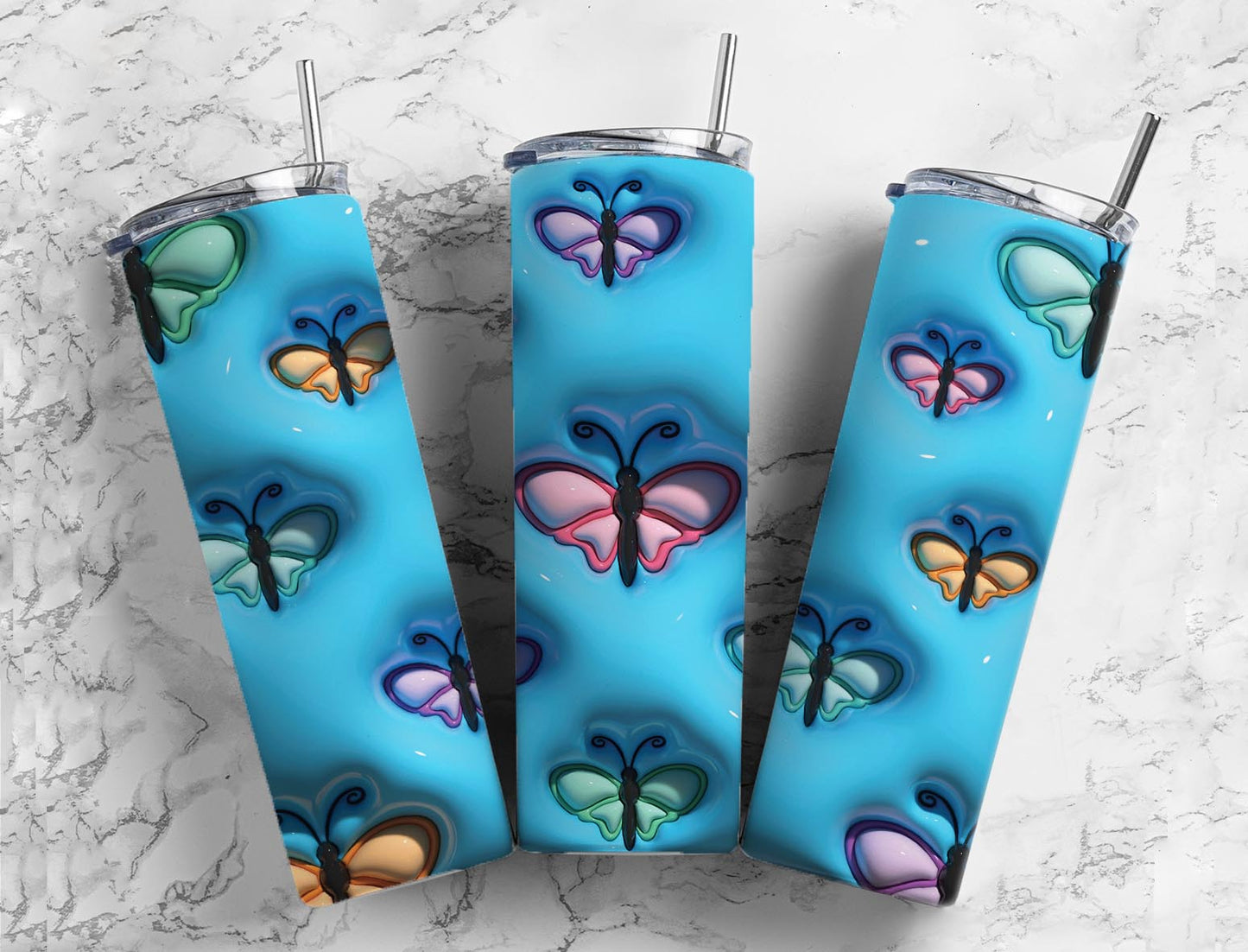 BUitterfly Bubble 20oz Sublimation Tumbler Designs, 3D Inflated puff 9.2 x 8.3” Tumbler Png, Digital Download