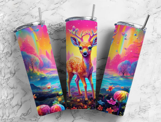 Deer 20oz Sublimation Tumbler Designs, Rainbow Paint 9.2 x 8.3”  Tumbler Png, Digital Download