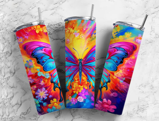 Butterfly 20oz Sublimation Tumbler Designs, Water Color Paint 9.2 x 8.3”  Tumbler Png, Digital Download