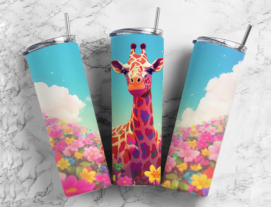 Sassy Giraffe 20oz Sublimation Tumbler Designs, Flowers Bloom 9.2 x 8.3”  Tumbler Png, Digital Download