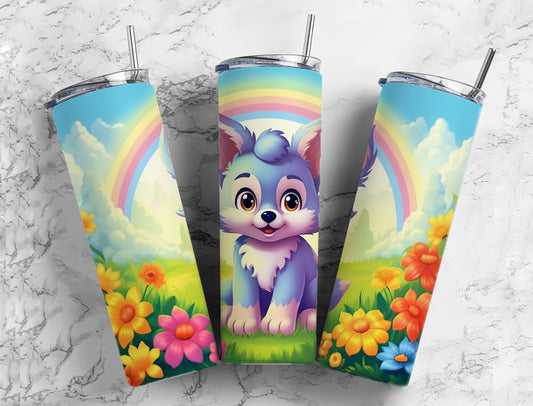 3D Wolf 20oz Sublimation Tumbler Designs, Rainbow  9.2 x 8.3”  Tumbler Png, Digital Download